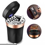 Solarxia Car Ashtray Auto Ashtray Cigar Electronic Cigarette Lighter Detachable Solar Powered USB Rechargeable with Lid Blue LED Light Stainless Ceramic for Most Car Cup Holder Home Office Black  B07JZ7616Y